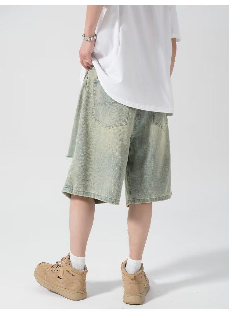 Ripped Denim Shorts Men's Loose Trendy