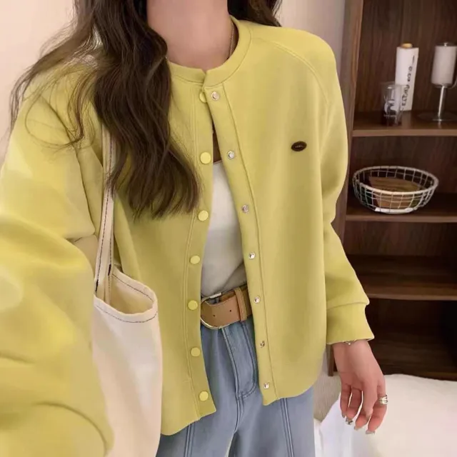 Simple Loose Small Baseball Jacket Yellow - Shop at LoveMi