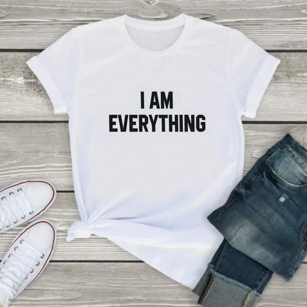 Letter Print Crewneck Loose T shirt T Casual All match Base Top Short sleeved White - Shop at LoveMi