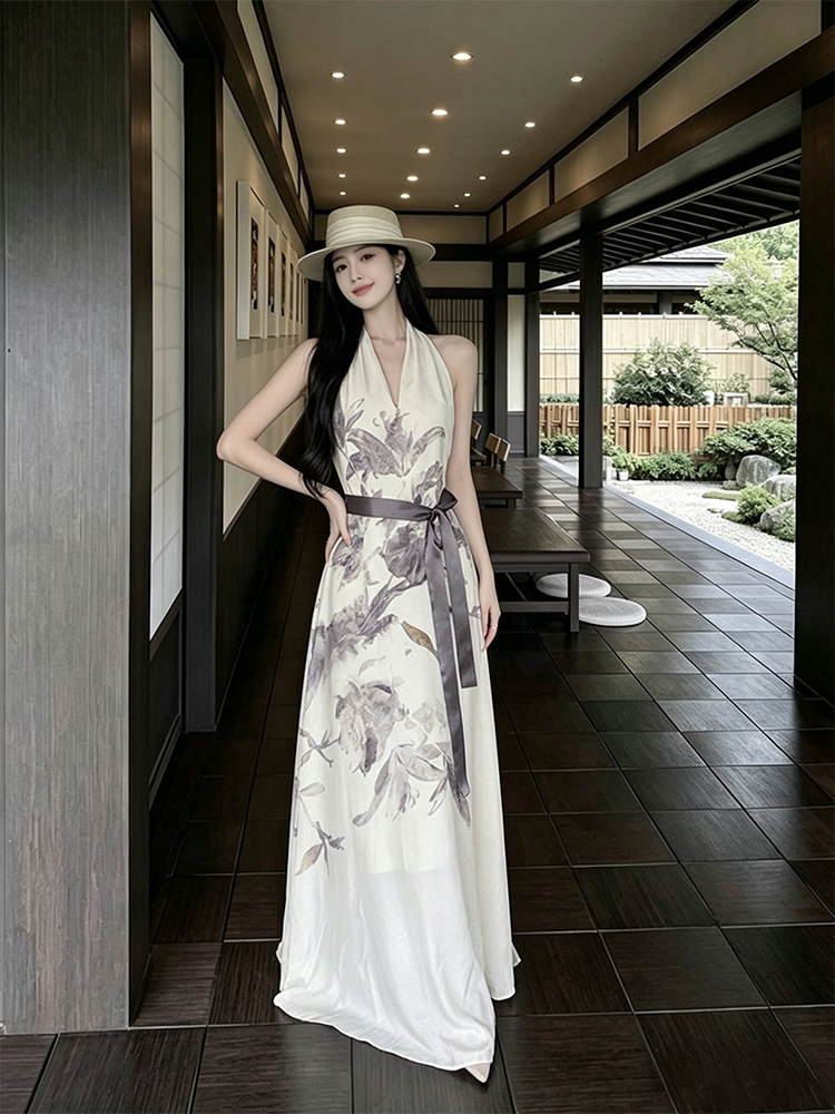 New Chinese-style V-neck Halter-neck Sleeveless Vest Dress 7743fb36 Eb96 484e 9f50 E7f8faa2d0cf