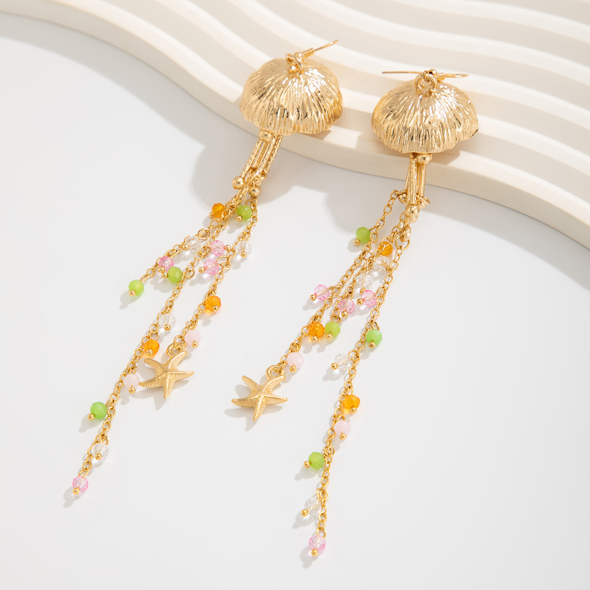 Holiday Beach Starfish Jellyfish Metal Alloy Earrings