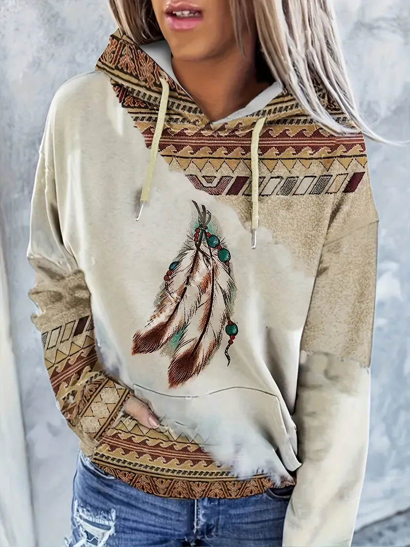 FallWinter Hoodie Ethnic Print - Clwy1017-Xs