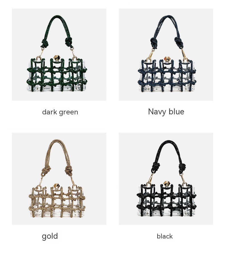 French Sweet Shiny Rhinestone Banquet Small Square Bag — foto 25