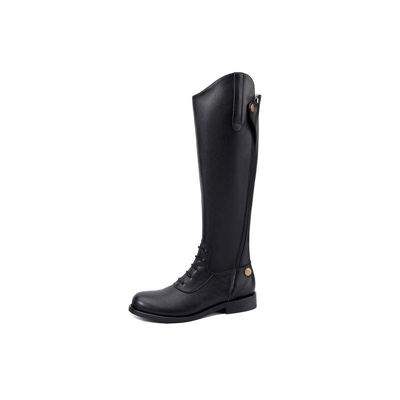 Full-Grain Leather Peep-Toe Boots