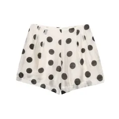 Polka Dot Hanging Collar Top Pleated Decorative Casual Shorts - Pants-S - View 1