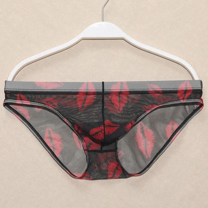 Men's Mesh Breathable Low Waist Printed Briefs