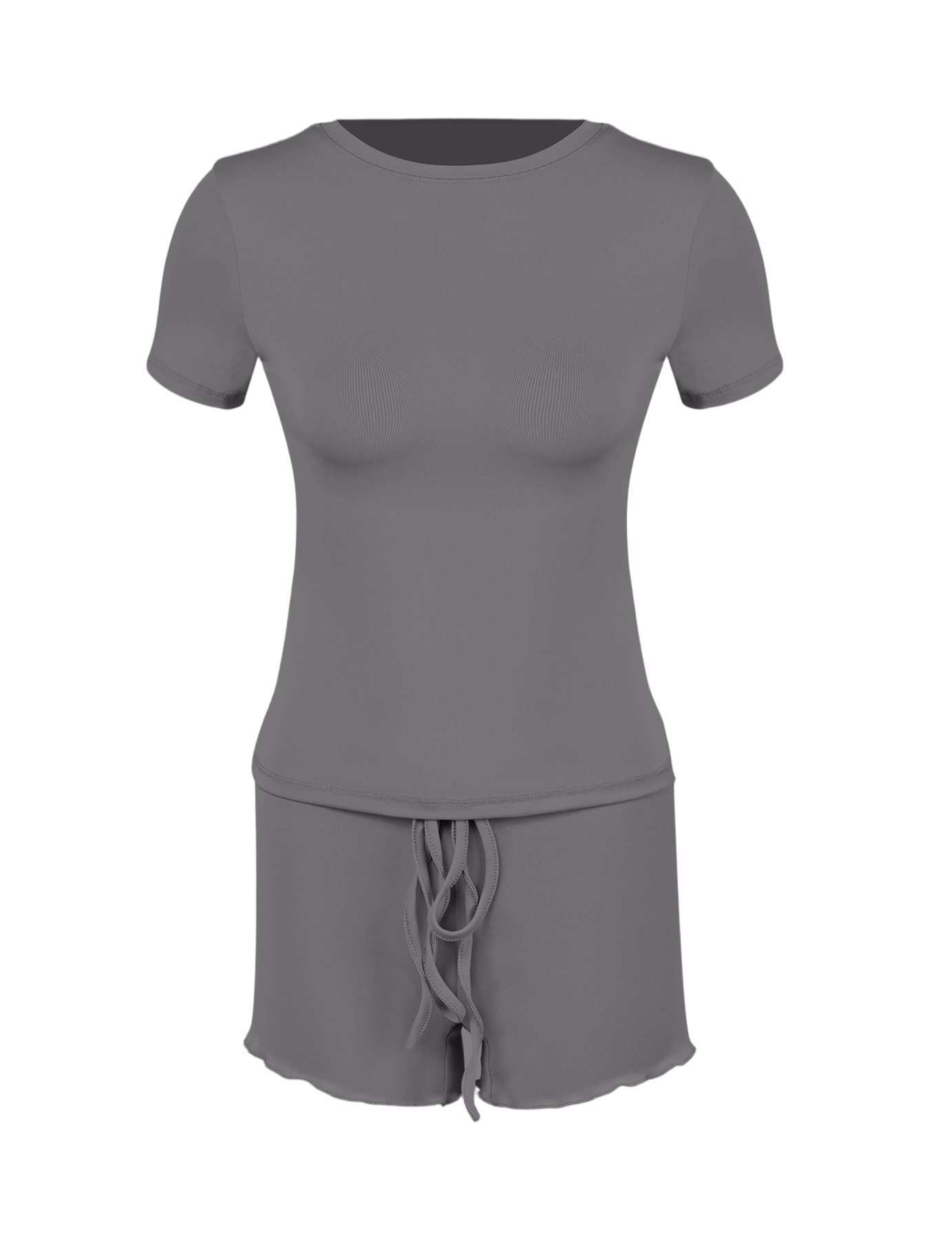 Womens Stylish Form-fitting Short-sleeve Set With A Crew Neck