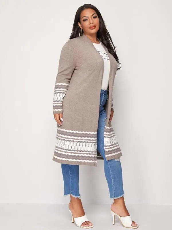 Women's Plus Size Knitted Cardigan Coat Lotus Root Color M - Shop at LoveMi