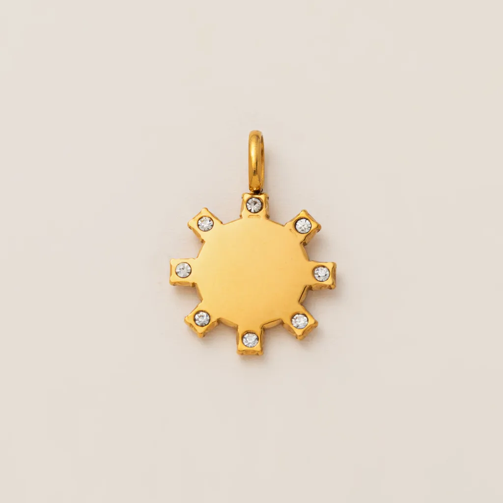 Stainless Steel DIY Electroplated 18K Gold Colour Retaining Pendant - No 8 Sun Pendant