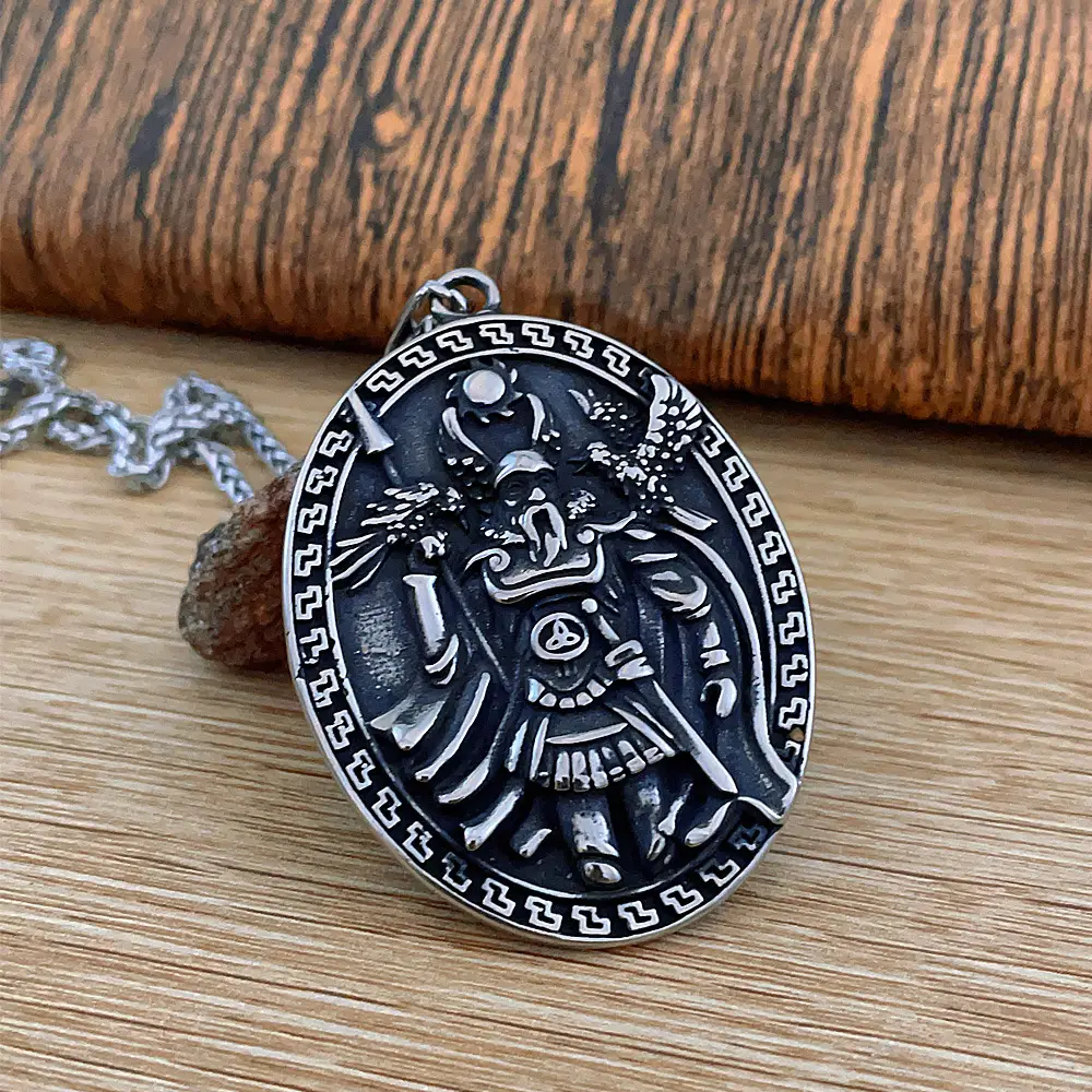 Vintage Aoding Viking Wolf Double-sided Titanium Steel Pendant