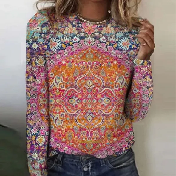 Women's Clothes Long Sleeve T shirt 3D Digital Crew Neck T shirt Top Jy231123824 - Shop at LoveMi