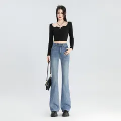 Fashionable American-style Skinny Jeans For Women - Blue - View 1
