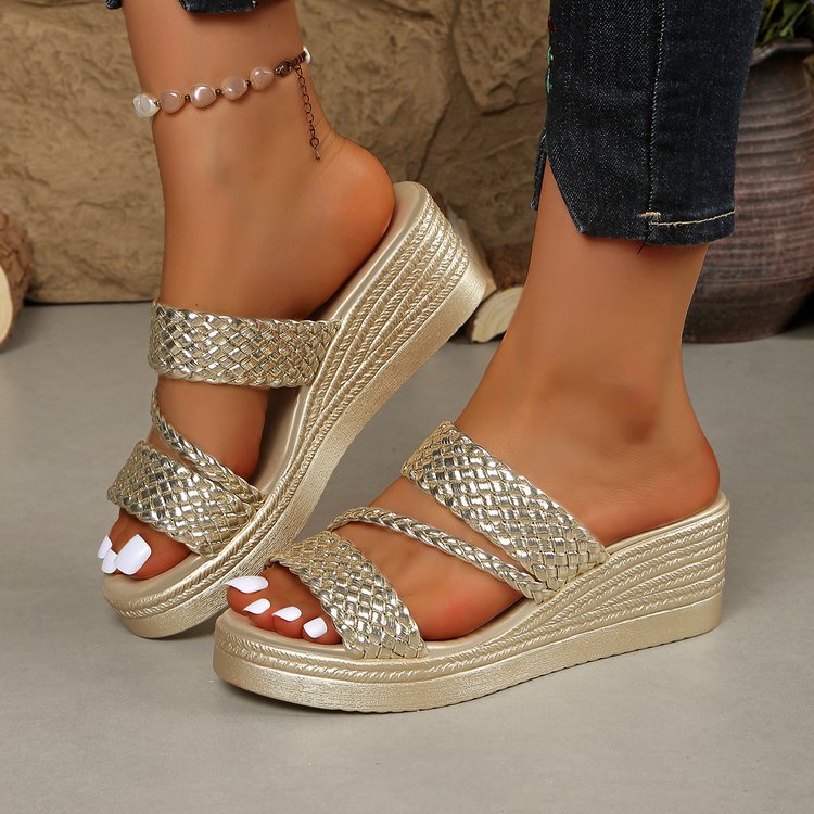 Womens Thick-Soled Wedge Sandals Beach Slippers Outdoor Styling Option