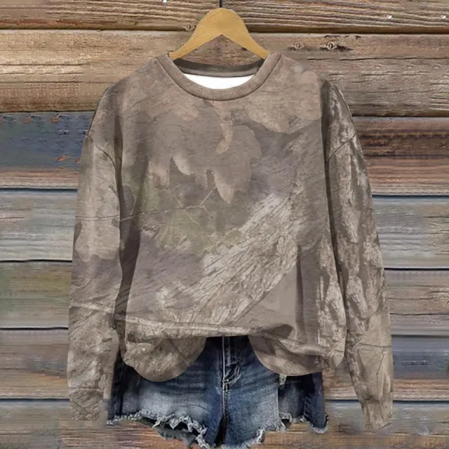 Camouflage Sweatshirt Maple Leaf Printed Crew Neck Sweatshirt Rnst4122405 5Xl - Shop at LoveMi