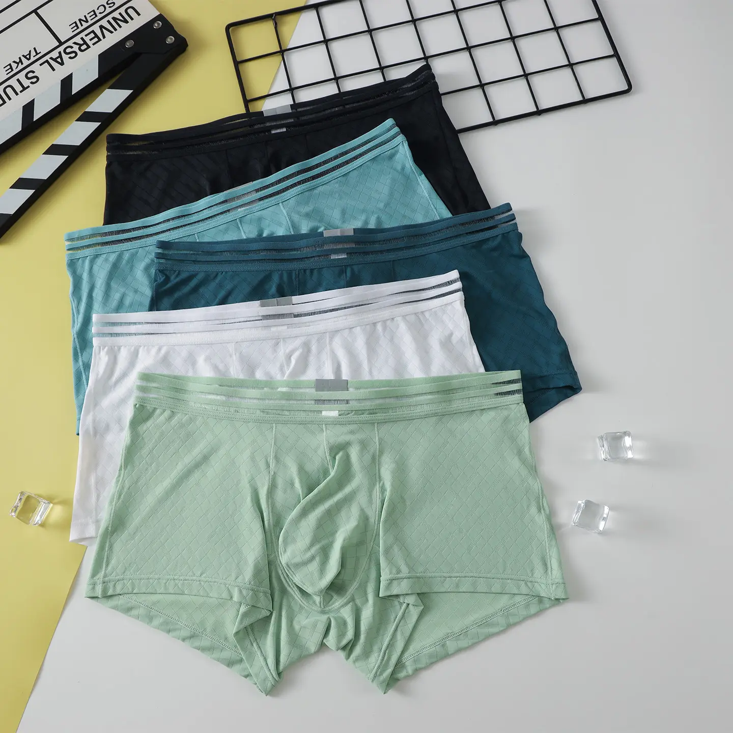 Mens Ice-silk Boxer Briefs Breathable And Cool-feel