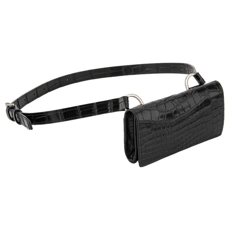Crocodile-Pattern Leather Waist Bag