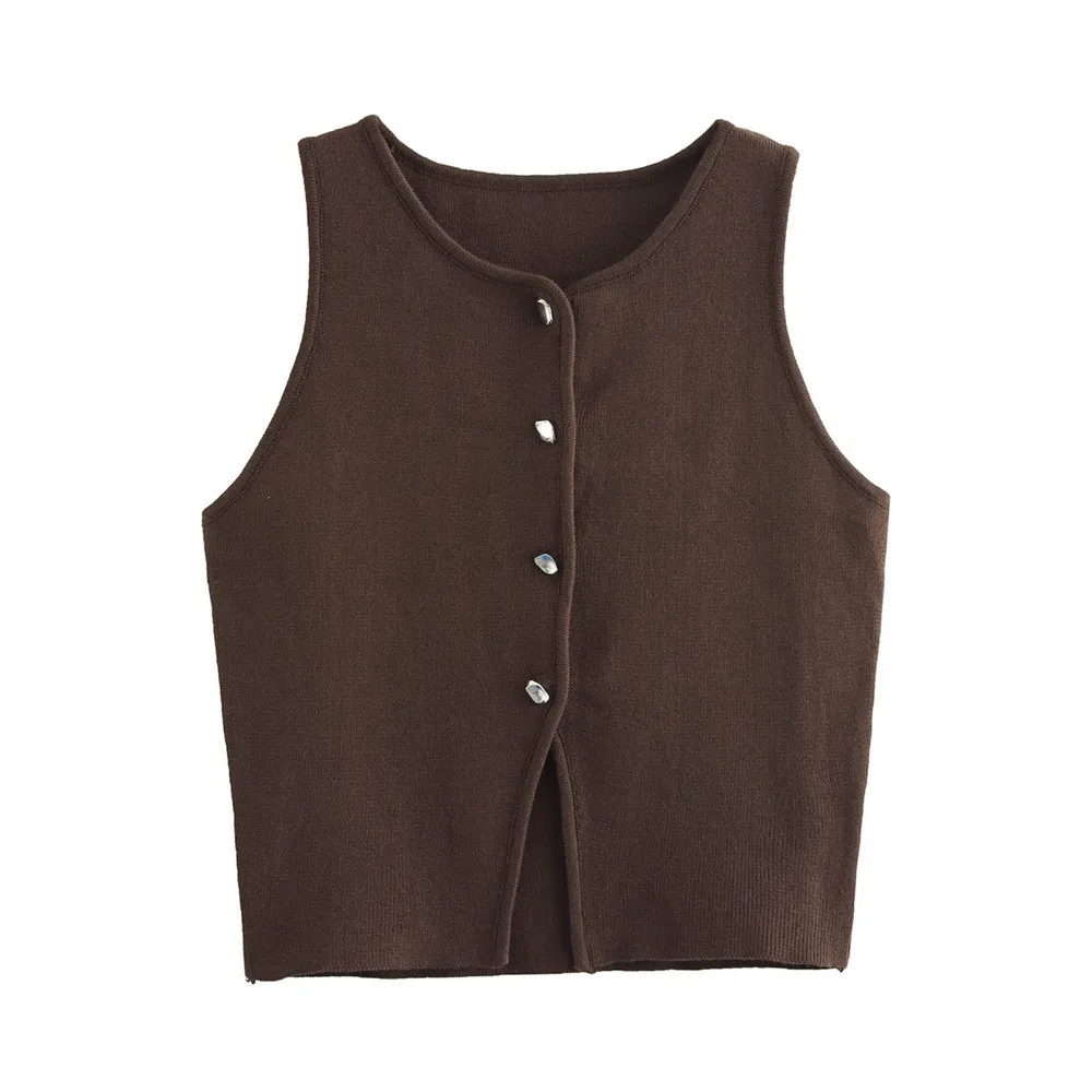 Women's New European And American Street Style Polyester Sweater - Brown