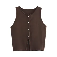 Women's New European And American Street Style Polyester Sweater - Brown - View 1