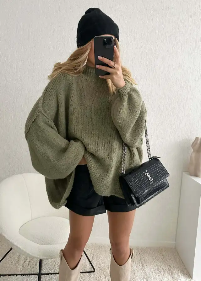 Loose Plus Size Pullover Sweater Green - Shop at LoveMi