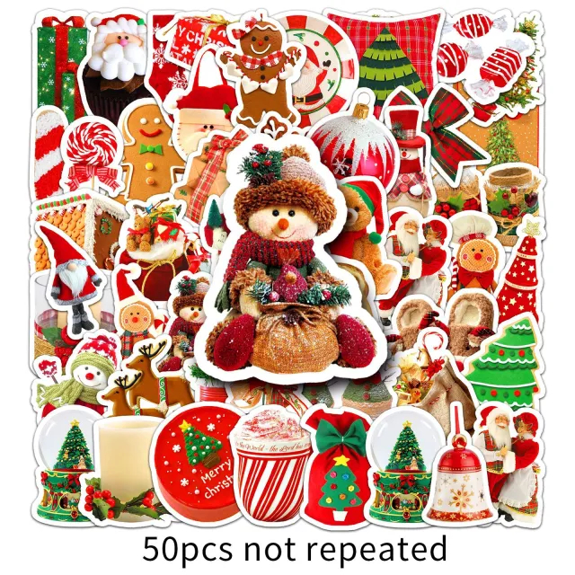 Christmas Decoration Santa Snowman Gingerbread Elk Cartoon Waterproof Water Cup Journal Stickers Christmas Stickers - Shop at LoveMi