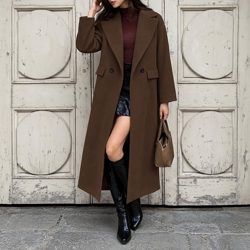 Womens Retro Commuter Long Wool Coat