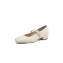 Elegant Chinese-style Tang Suit Womens Shoes Printed Square-toe Beaded Pumps view 5