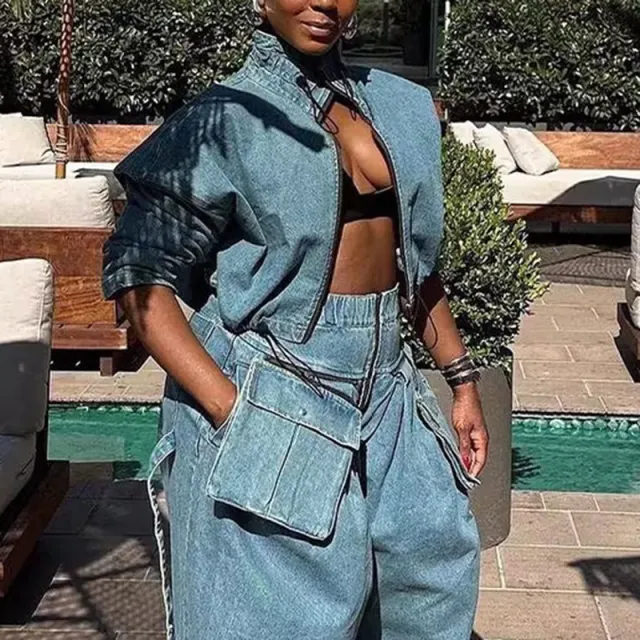 Spring Niche Design Tooling Style Denim Coat Blue - Shop at LoveMi
