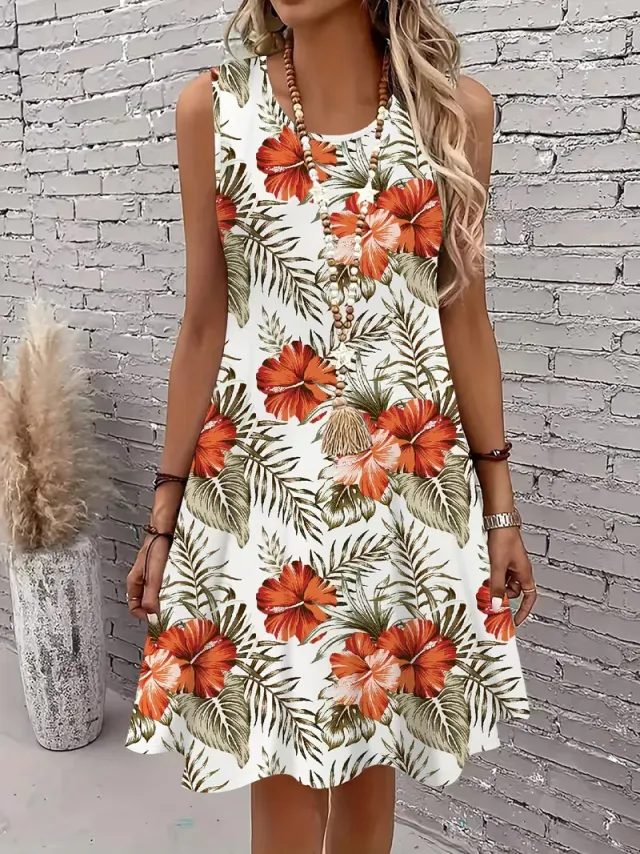 Loose fitting Sleeveless Dress With A Festive Christmas Snowflake Print Wxylnq0004 6Xl - Shop at LoveMi