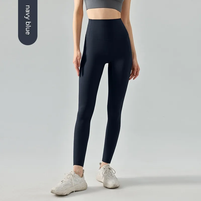 Women's Fashion Elegant Bodycon High Waist Belly Contracting Yoga Pants - Navy Blue