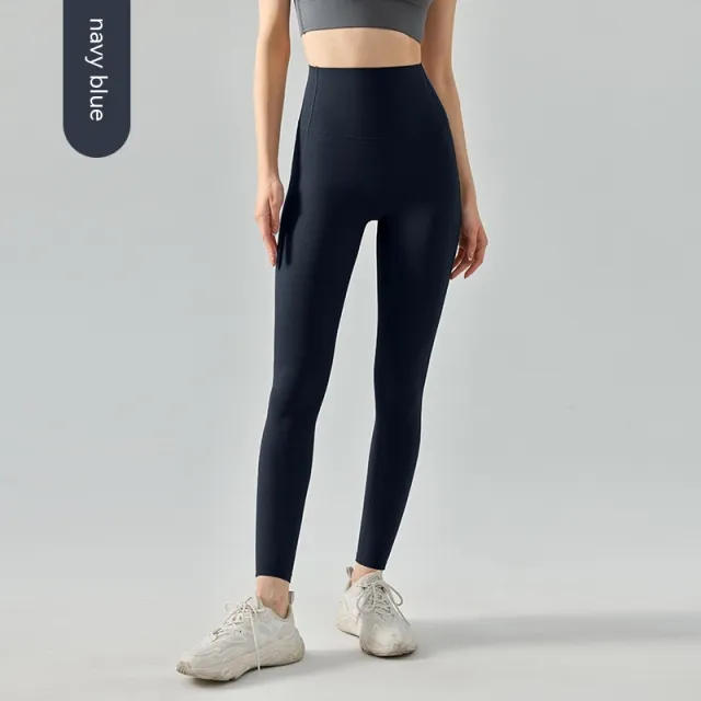 Women's Fashion Elegant Bodycon High Waist Belly Contracting Yoga Pants Navy Blue - Shop at LoveMi