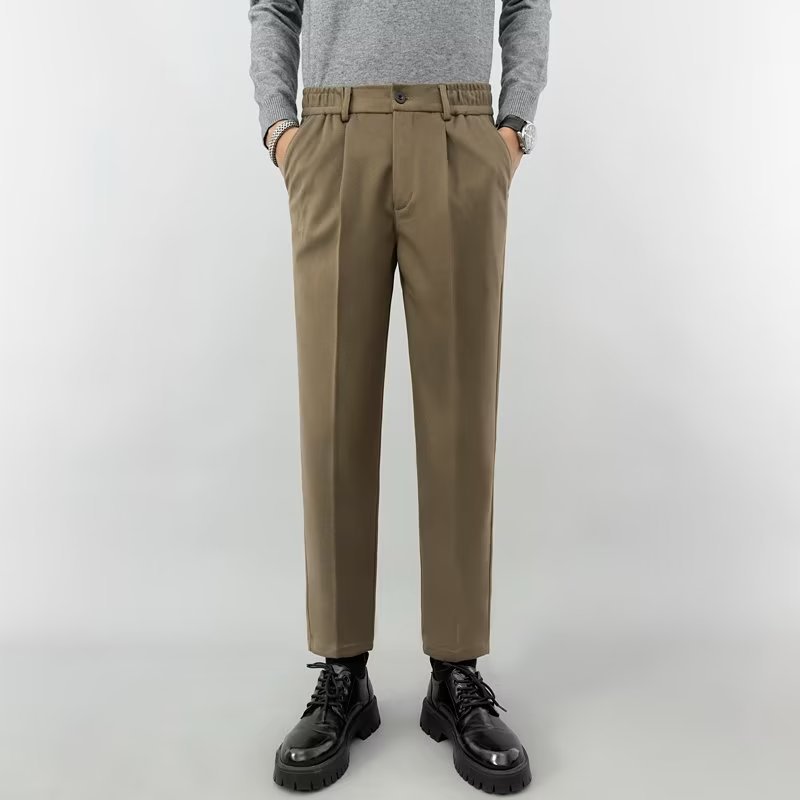 Lightly Mature Woolen Pants Straight Slim Fit Cropped