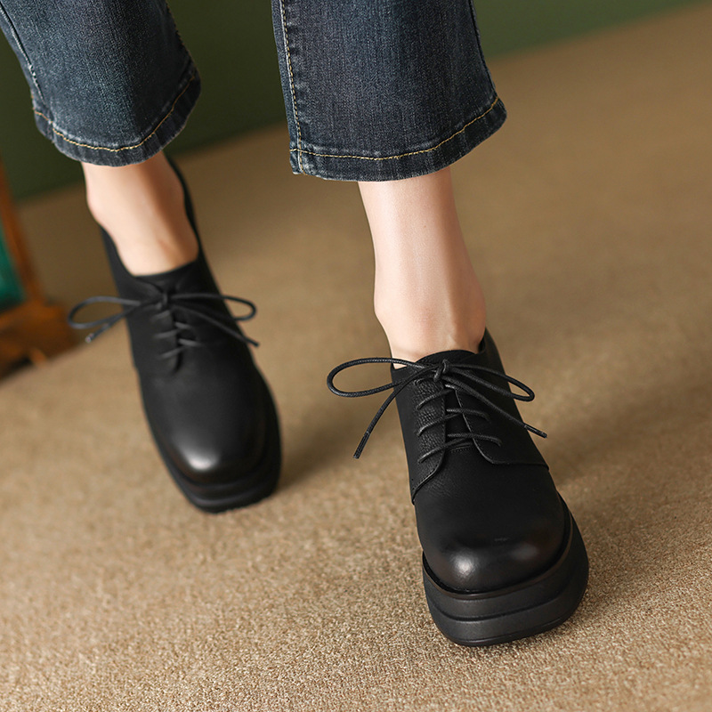 Faux Leather Chunky Heel Shoes, picture 4 of 4