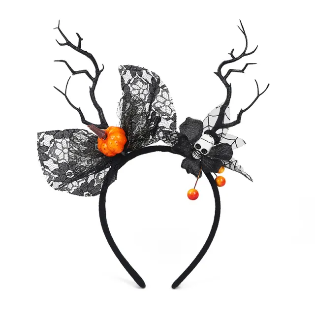 Dark Style Pumpkin Head Cos Halloween Party Funny Hair Accessories 22190 Black Lace Bow - Shop at LoveMi
