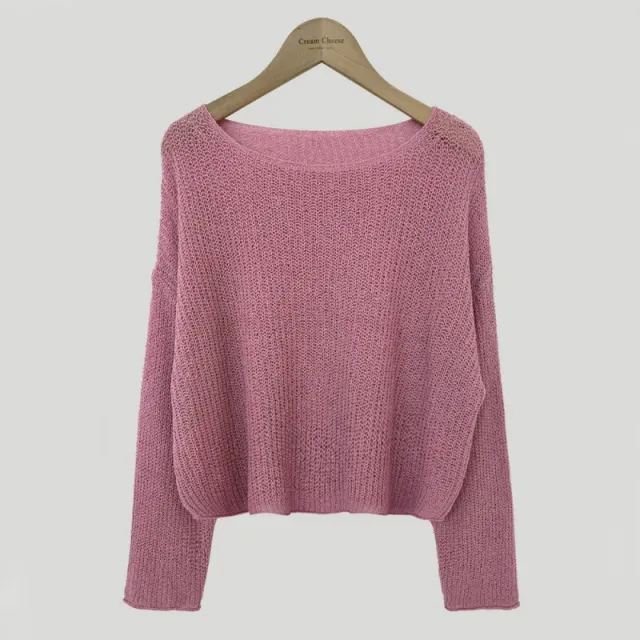 Knitted Sun Protection Shirt Loose Short Loose Pullover Blouse Rose - Shop at LoveMi