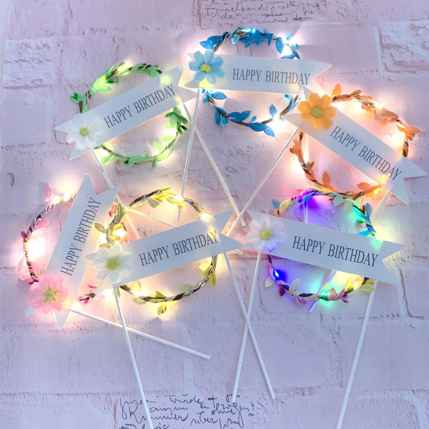 Creative Birthday Cake Round Garland Light Inserts