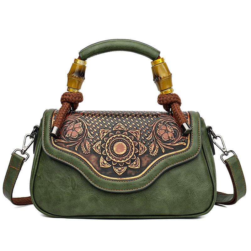 Handcrafted Leather-Embossed Retro Crossbody Bag