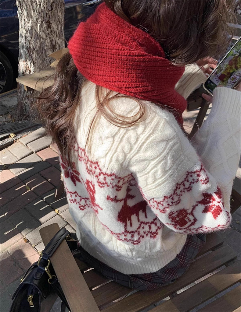 Korean Retro Christmas Atmosphere Silk Sweater