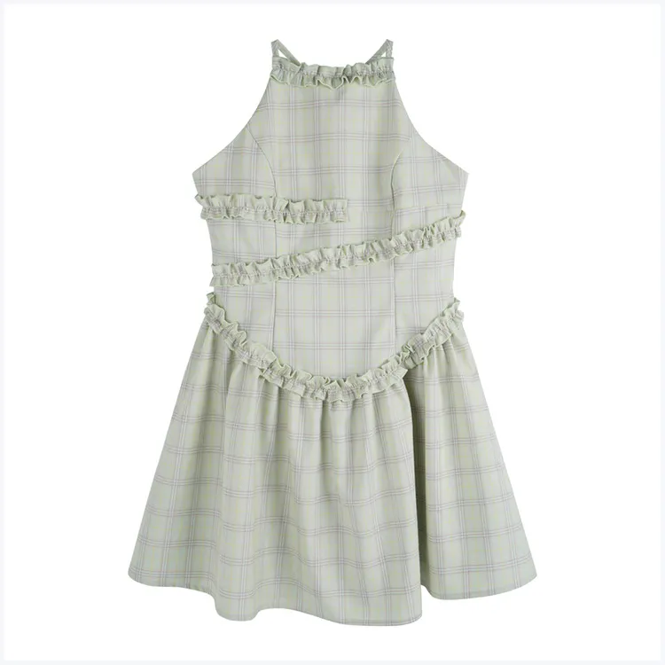 Fashionable American Retro Women's Short Coat - Green Dress