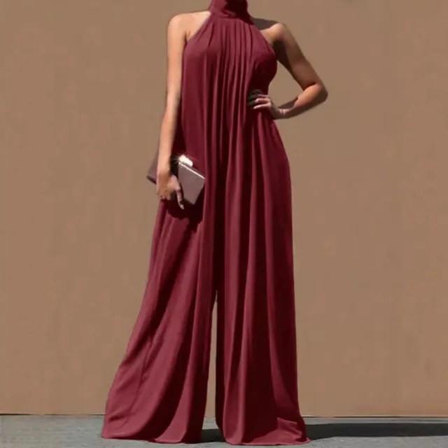 Casual Chiffon Sleeveless Women's Clothing Loose Sexy Temperament Jumpsuit Wine - Shop at LoveMi