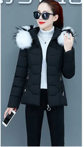 Female Short Cotton Coat Thickened Slim Fit Fashionable Jacket Black - Shop at LoveMi