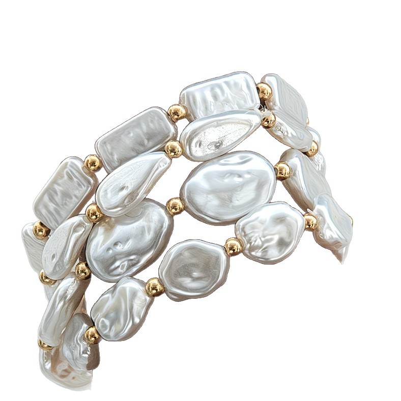 Baroque Pearl Heart Bead Bracelet Set