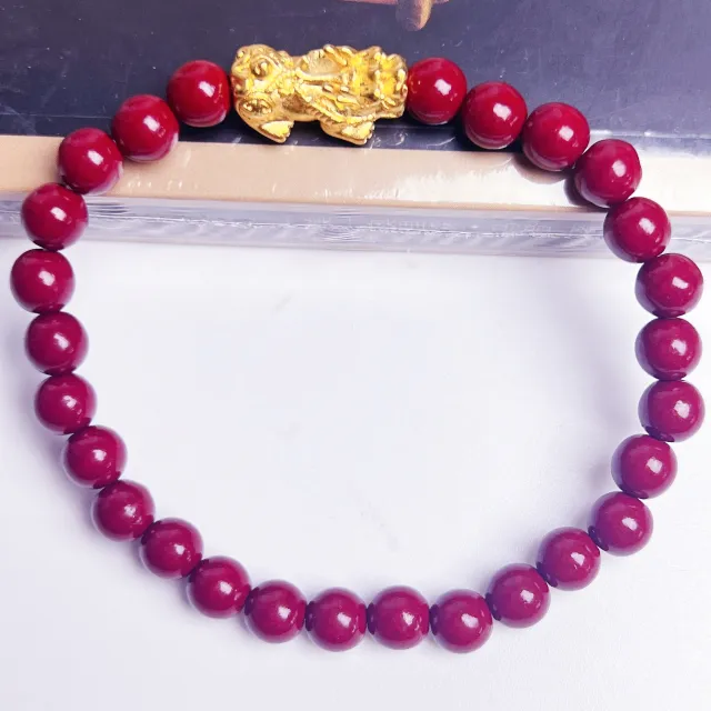 Natural Cinnabar Beads Leather Show Blessing Bracelet Cinnabar - Shop at LoveMi