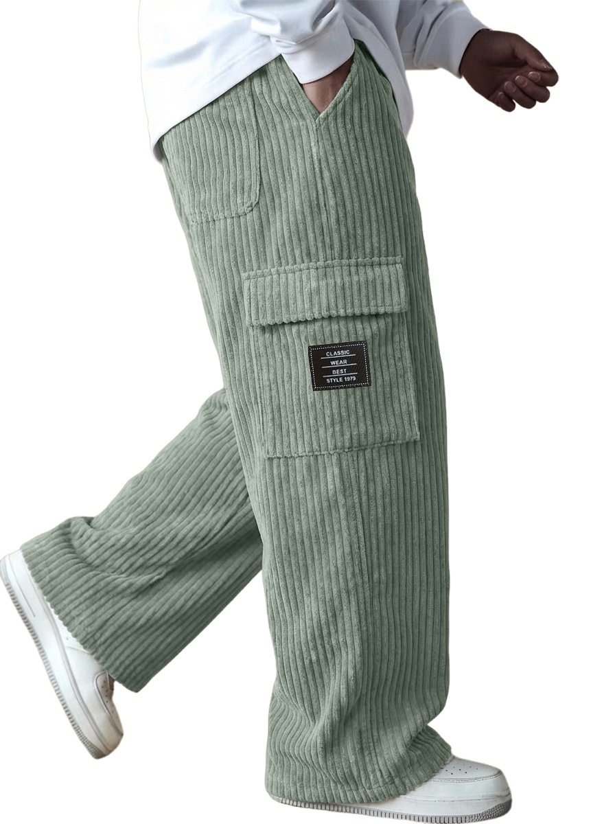 American-style Vintage Vertical-striped Corduroy Mens Casual Workwear Pants
