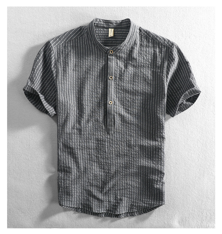 Title 9, Mens Short Sleeve Striped Stand Collar Casual ...