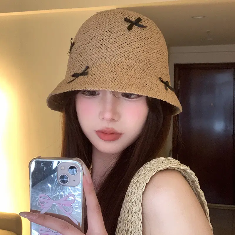 Seaside Vacation Straw Hat Women's Summer Bow Straw