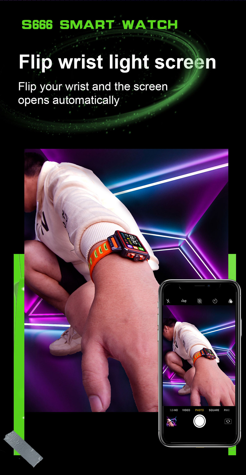 Montre connectée mode — Écran carré 1,57 pouce 7