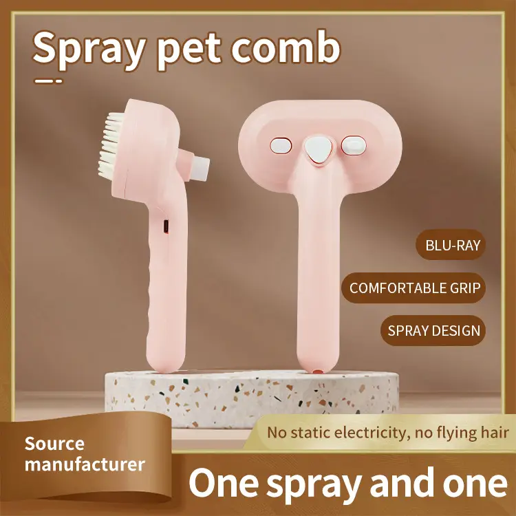 Pet Blue Light Sterilization Press Spray Comb Anti-fly Hair Comb