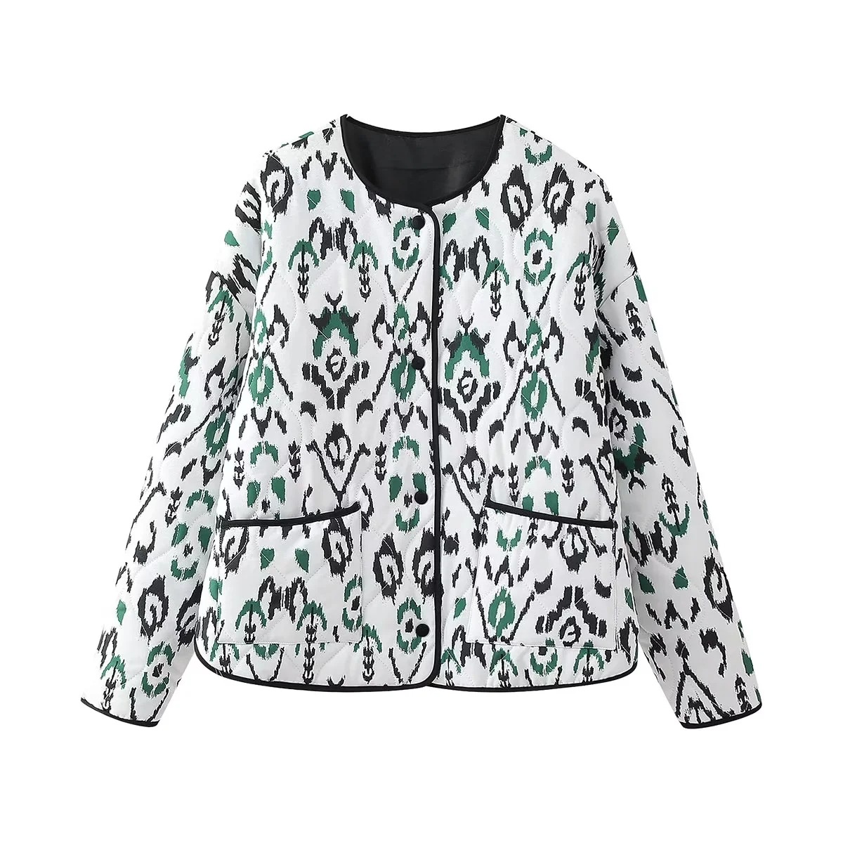 Women's Printed Quilted Jacket Coat