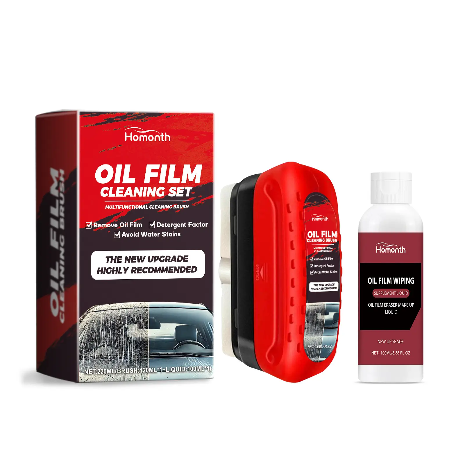 Car Windshield Oil Film Remover and Glass Cleaning Set — Cleaning Kit, A, 1PC