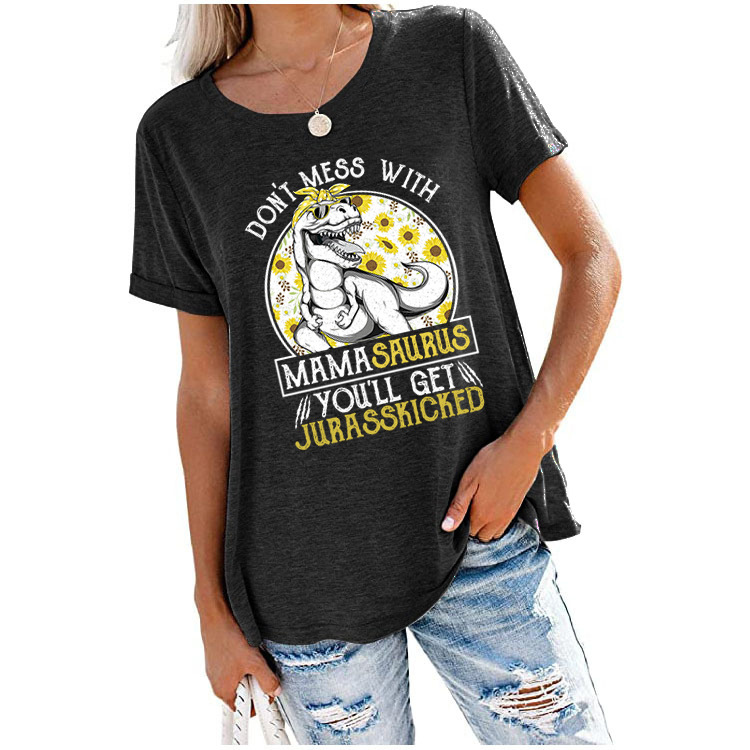 European And American Ladies Mother's Day Dinosaur Short Sleeve